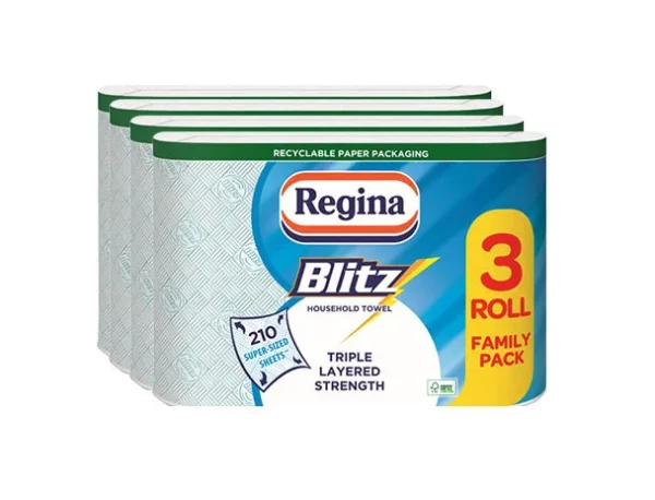 12 Regina Blitz 3Ply Kitchen Rolls (3X4)